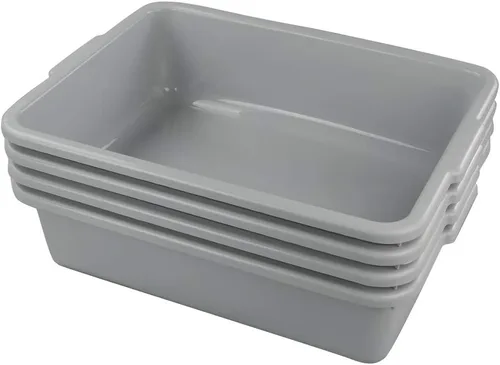 Vista 6 de Anbers Caja comercial de autobús comercial de plástico 13L/gris, lavabo de la tina, 4 paquetes