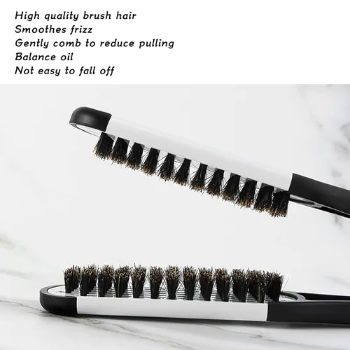 Vista 3 de Cepillo alisador de pelo, cepillo de doble cara para alisar la barba, cepillo profesional para barba, herramienta de peinado para alisar y estilos