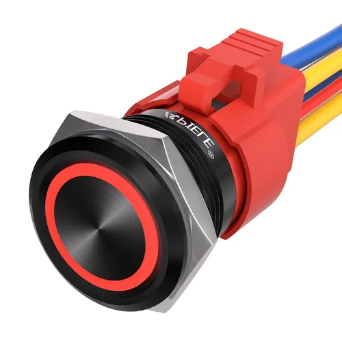 Vista 11 de APIELE Interruptor de botón momentáneo de 10 A, 22 mm, LED ojo de ángel, impermeable, redondo, autorresetable, 7/8'', 1NO 1NC