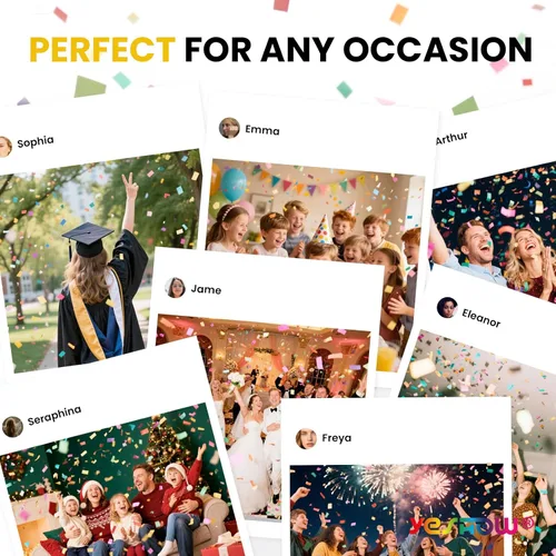 Vista 6 de Cañón de confeti para fiesta, disparos biodegradables, (paquete de 6) YESHOW multicolor Confetti Blaster para cumpleaños, graduación, boda, Navidad