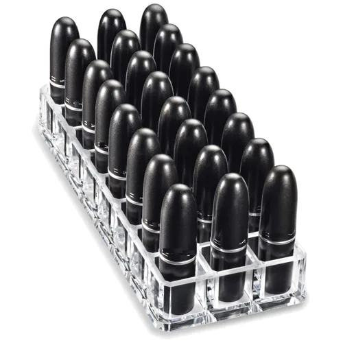 Vista 2 de byAlegory - Organizador de brillo de labios acrílico y lápiz labial acrílico, 48 espacios de belleza cosmética, transparente