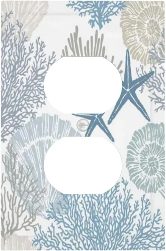 Vista 63 de Mid Century Morden Boho - Placa de pared para interruptor de luz dúplex de 1 banda, placa frontal decorativa eléctrica para receptáculo para baño