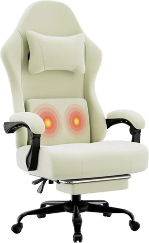Vista 8 de Gaming Chair, High Back Fabric Game Chair with Pocketed Spring Cushion and Footrest, Height Adjustable Computer Chair for Adults (Black)
