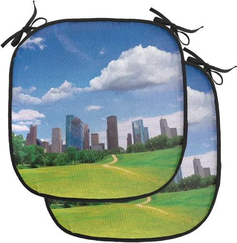 Vista 166 de Lunarable American Chair Cushion Pad, Massachusetts Flagg Holds a Bow and Pointing Downward Arrow, Seat Padding for Kitchen & Patio with Anti-Slip