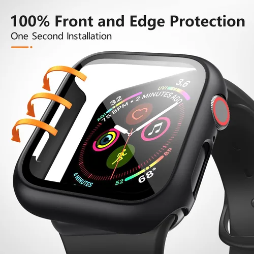 Vista 3 de Mugust Paquete de 3 fundas para Apple Watch Series 3 de 1.496 pulgadas (1.496 in), carcasa rígida de policarbonato con protector de pantalla