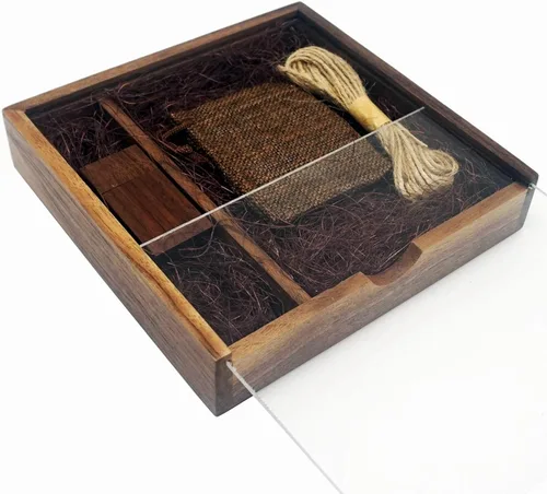 Vista 3 de LONMAX Memoria USB 2.0 de madera para cumpleaños de boda, 16 GB, memoria USB 2.0 con caja de regalo (16 GB, nogal USB+YKL+DHH)