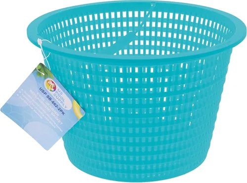 Vista 2 de U.S. Pool Supply Cesta de repuesto de plástico azul turquesa para piscina (juego de 2) – Cesta de skimmer para piscina enterrada, filtro desnatado