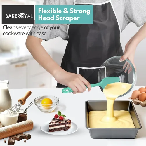 Vista 4 de BakeRoyal Juego de espátulas de silicona – 4 espátulas de goma de silicona resistente al calor 600°F para tareas diarias – Espátulas de cocina