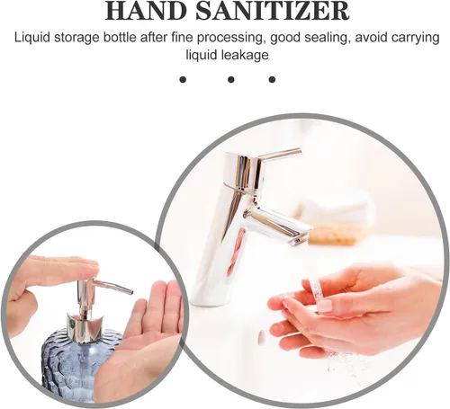 Vista 6 de VICASKY Glass Pump Bottle with Silver Cap Refillable Hand Soap Dispenser for Shampoo Lotion Body Wash Large Capacity Easy-Press Multi-Function