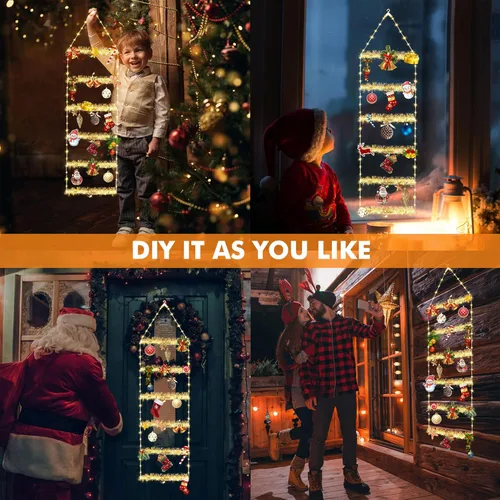 Vista 3 de Luces de escalera para decoración de Navidad, luces LED de Navidad de 3.3 pies para interiores con temporizador, 8 modos, luces decorativas