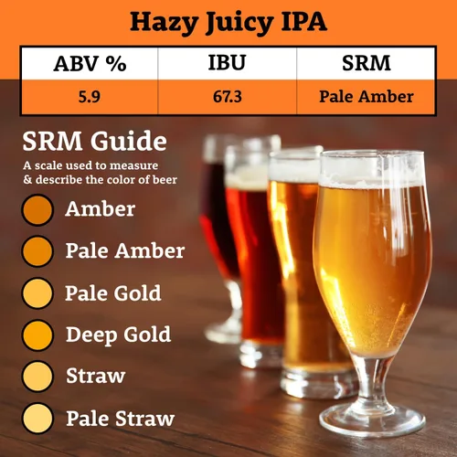 Vista 5 de My Brew Supply Kit de extracto doble IPA Hazy Juicy Double IPA Extracto de malta seca pálido, trigo y Pilsen, azúcar de maíz, avena en copos