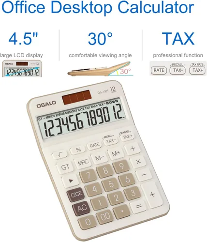 Vista 6 de Calculadora de escritorio de bolsillo de tamaño pequeño y bolsa de archivos impermeable de doble bolsillo grande con asa