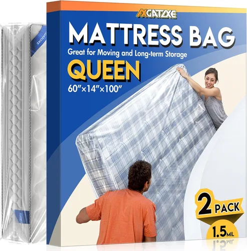 Vista 18 de Bolsa de plástico para colchón para mudanza y almacenamiento, funda impermeable para colchón, protector de colchón para suministros de mudanza