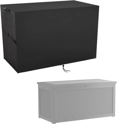 Vista 8 de Cubierta de caja de almacenamiento al aire libre, cubierta de resina impermeable para caja de almacenamiento, 13.38 pulgadas de largo x 46.75