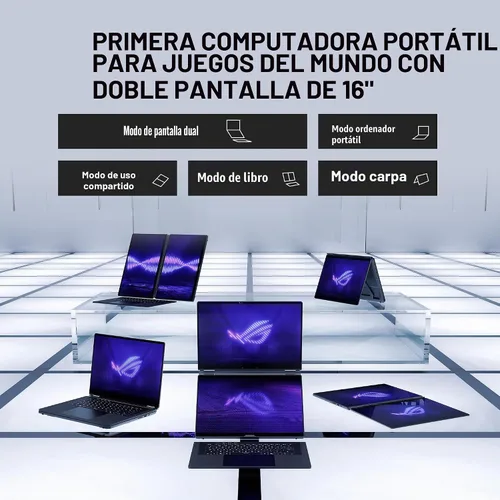 Vista 4 de ASUS ROG Zephyrus Duo Pantalla táctil dual desmontable de 16 pulgadas 3K OLED ROG Nebula HDR 120Hz Copilot+ PC Gaming Notebook Intel Core Ultra 9