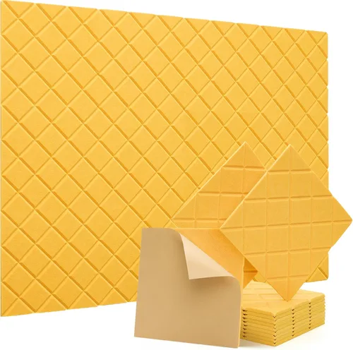 Kuchoow Paquete de 12 paneles de pared insonorizados, autoadhesivos, paneles acústicos, paneles de absorción de sonido, paneles a prueba de sonido