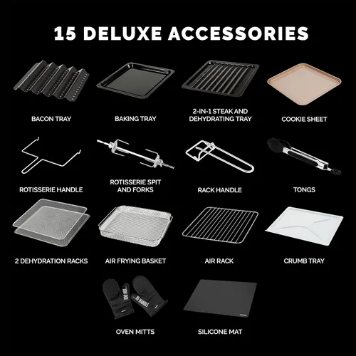 Vista 6 de Kalorik MAXX - Horno freidora de aire completo con controles digitales, capacidad de 26 cuartos de galón, cocina de encimera 10 en 1 con 21