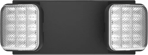 Paquete de 1 letrero de salida LED negro con luces de emergencia y batería de respaldo, con cable ajustable, 2 cabezales LED, certificado UL,