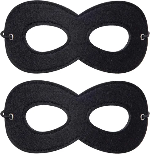 2 máscaras de fieltro negro, disfraces de Halloween, media máscara, suministros de fiesta de cosplay para adultos y niños