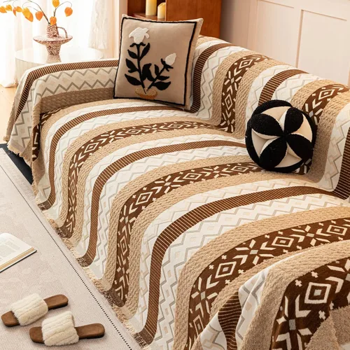 Vista 44 de HANDONTIME Fundas de Sofá Sillón Funda de Sofá Boho para Perros Caqui Funda de Sofá con Borlas Silla Reclinable Funda de Futón Lavable 1 Cojín Sofá