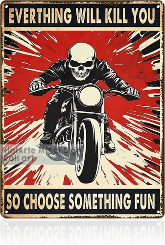Vista 24 de Letrero de metal con texto en inglés "I Do What I Want Cat Riding Motorcycle Retro Wall Art Decor for Home Office Bar Wall Decor 8x12