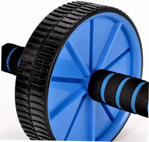 Vista 8 de BESPORTBLE Rodillo de ejercicio abdominal de doble rueda para entrenamiento abdominal y quema de grasa, rueda abdominal azul para gimnasio en casa
