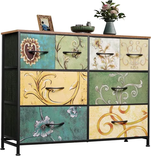 Vista 21 de WLIVE Cómoda para dormitorio con 8 cajones, cómoda de tela ancha para almacenamiento y organización, cómodas de dormitorio, cajonera para sala