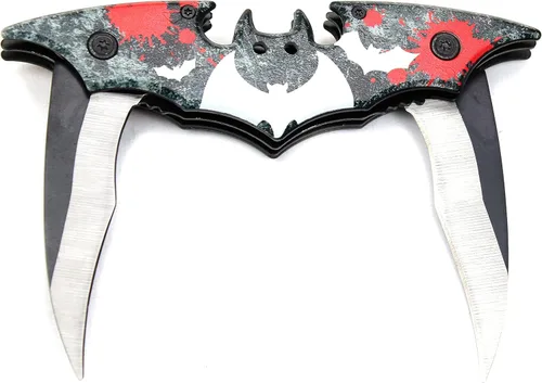 Vista 9 de Kii Cuchillo oscuro de doble hoja - Bolsillo plegable de doble borde con clip, acero inoxidable de 11 pulgadas, dos cortes afilados (negro)