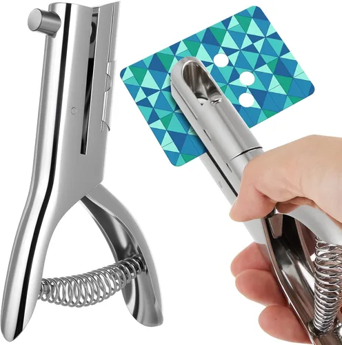 Vista 8 de Chumia Perforadora de papel resistente de 2 pulgadas de largo alcance de 1/4 pulgadas, perforadora de un solo agujero, garganta profunda, esfuerzo