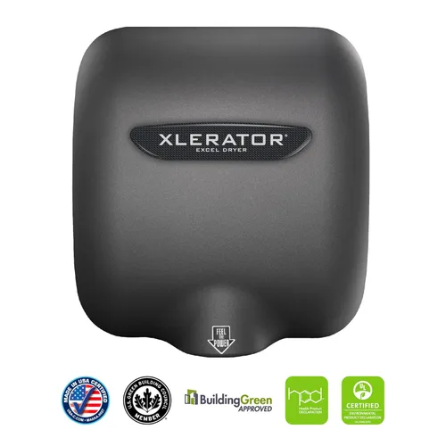 Vista 5 de Secador de manos automático XLERATOR XL-GR para montaje en la pared con cubierta termoestable (BMC) color grafito, 12-11/16" de alto x 11-3/4