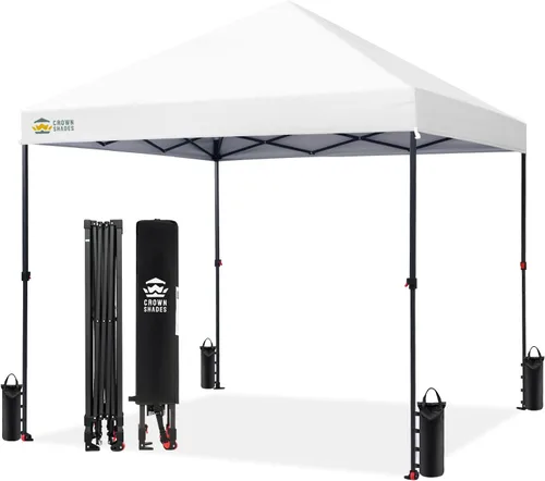 Vista 14 de CROWN SHADES Carpa Desplegable de 10x10 - Carpa de Exterior Instantánea con Bloqueo Central Patentado de Un Solo Empuje, Carpa de Playa con Bolsa