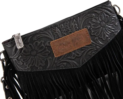 Vista 3 de Wrangler Bolso Cruzado Pequeño para Mujeres Bolso de Muñeca con Flecos Bolso Occidental