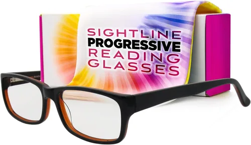 Sightline H101 Progressive Reading Glasses – Comfortable No-Line Multifocal Readers for Men & Women, Acetate Frame