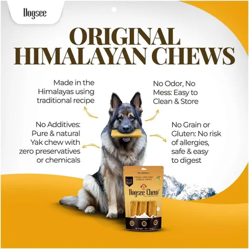 Vista 2 de Dogsee Masticables originales de queso de yak del Himalaya XL - 6 masticables Golosinas para perros sin cuero crudo Placa de lucha contra