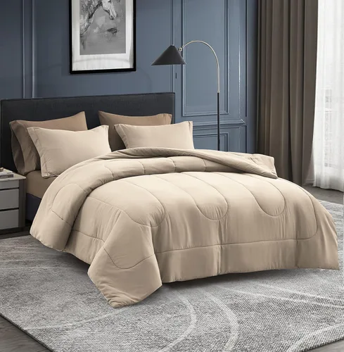 Vista 2 de Maple&Stone - Juego de edredón tamaño completo de 7 piezas, ropa de cama en una bolsa - Juego de cama con alternativa al plumón con sábanas, fundas