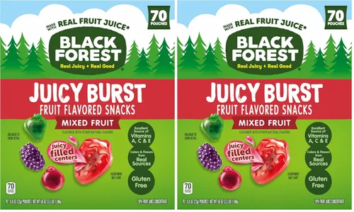 Vista 13 de Black Forest Juicy Burst - Dulces de frutas con explosión jugosa, mezcla de bayas, bolsas de 0.8 onzas (40 unidades)