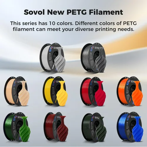 Vista 2 de Sovol Filamento PETG para impresora 3D de 0.069 in, 2.2 libras, alta precisión, fuerte dureza, tensión de cableado, precisión dimensional +/- 0.001