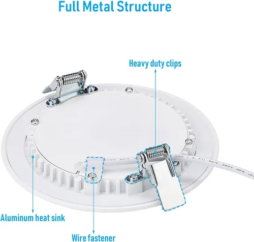 Vista 4 de TORCHSTAR - Lámpara de techo de 4 pulgadas, ultradelgada, empotrable con caja de conexión, luz wafer de 3000 K, 4000 K y 5000, paquete de 6
