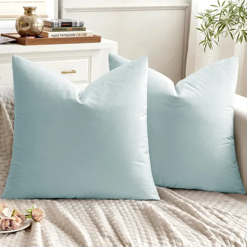 Vista 34 de EMEMA - Paquete de 2 fundas de almohada de terciopelo decorativas, fundas de cojín cuadradas suaves y sólidas para sofá, dormitorio, silla, Verde