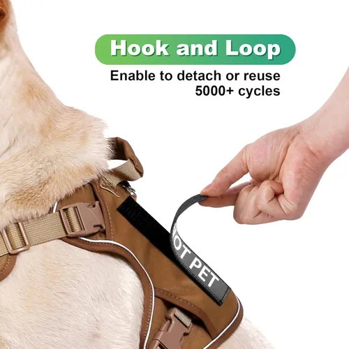 Vista 3 de Paquete de 2 parches para perros de servicio para arnés o collar de perro, letras grandes transparentes para una fácil visibilidad, para perros