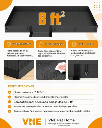 Vista 4 de Jaulas de conejillo de indias con forro impermeable, jaula cerrada para conejo de 48 x 24 x 16 pulgadas, ampliable para animales pequeños BL 20
