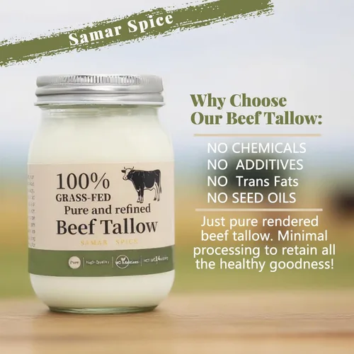 Vista 2 de Beef Tallow for Cooking 100% Grass-Fed (14oz) - Pure, Refined, Keto Friendly Great for Skin Care, Candles, Soaps & High-Heat Cooking