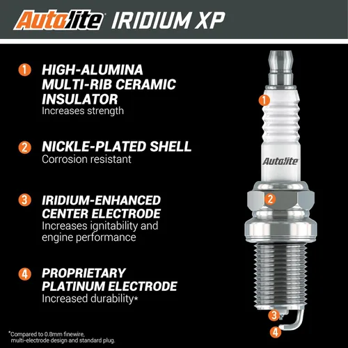 Vista 2 de Autolite Iridium XP - Bujías de repuesto para automóviles, XP3924 (paquete de 4)