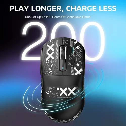 Vista 7 de MANBASNAKE Attack Shark X3 - Mouse inalámbrico para juegos, 1.73 oz, ligero, triple modo, ergonómico, sensor PAW3395 26K DPI, duración de la batería