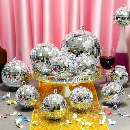Vista 12 de MTLEE 20 piezas de decoración de bolas de discoteca de varios tamaños, decoración de fiesta, adornos de bola de discoteca, espejo pequeño grande
