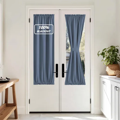 Vista 304 de NICETOWN Cortinas 100% opacas para puerta francesa, cortinas de privacidad para ventana, persianas de oscurecimiento de habitación de 25 x 64
