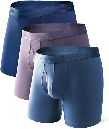 Vista 10 de DAVID ARCHY - Calzoncillos tipo bóxer para hombre (ultra suaves, con soporte, bolsillo, transpirables) en paquete múltiple Negro-a- 6.5