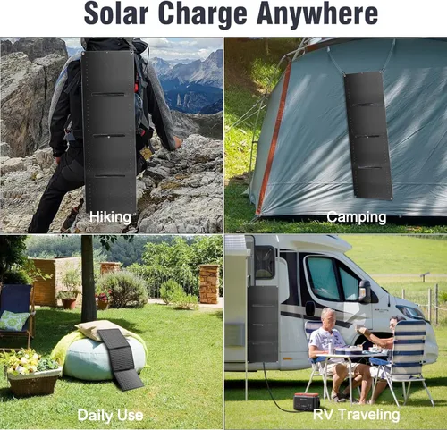 Vista 7 de Paneles solares portátiles de 40 W, mini panel solar plegable con DC5.5, puertos USB-C, USB-A para centrales eléctricas, teléfonos celulares, banco