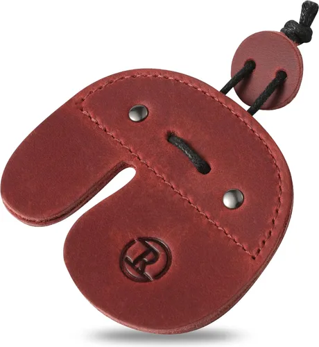 Vista 8 de Ringsun - Pestañas de cuero para dedos de tiro con arco, protector de dedo hecho a mano para equipo de práctica de tiro, pestaña de dedos para arcos