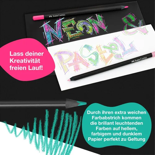 Vista 5 de Faber-Castell Lápices de colores de edición negra, clásicos, suministros de relleno de cesta de Pascua
